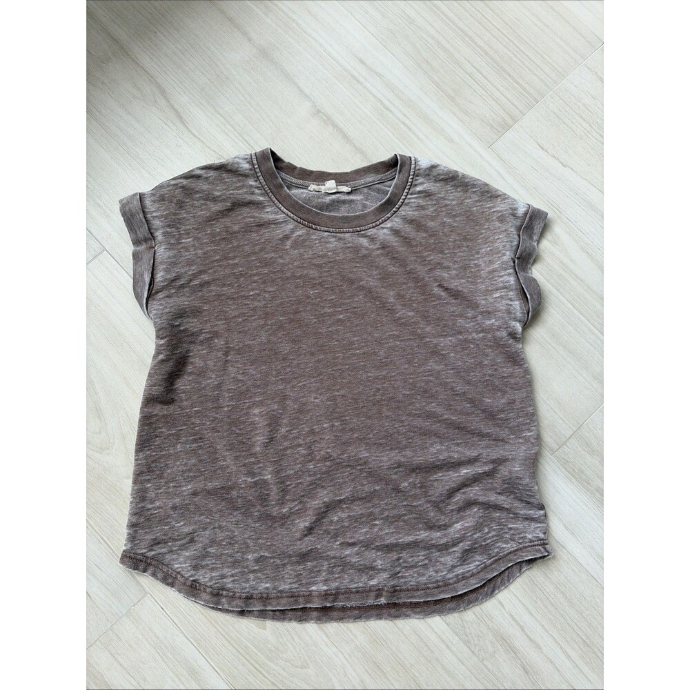 Jane Delancey Top Shirt Small Adult Brown Cuff Sleeve Pullover Tee Womens L Soft